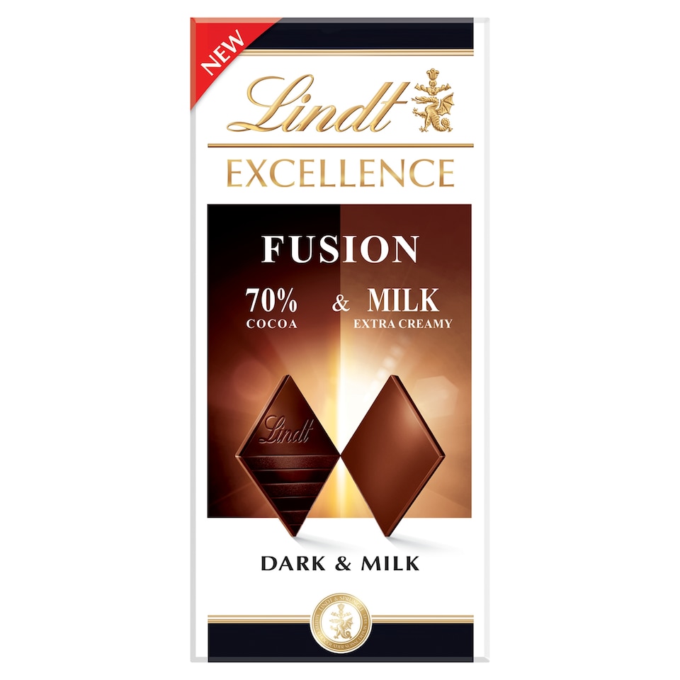 Lindt Excellence Fusion extra hořká čokoláda a mléčná čokoláda 100g