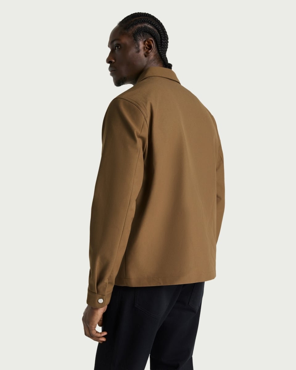 image 1 of F&F Zip Up Collared Jacket in Brown