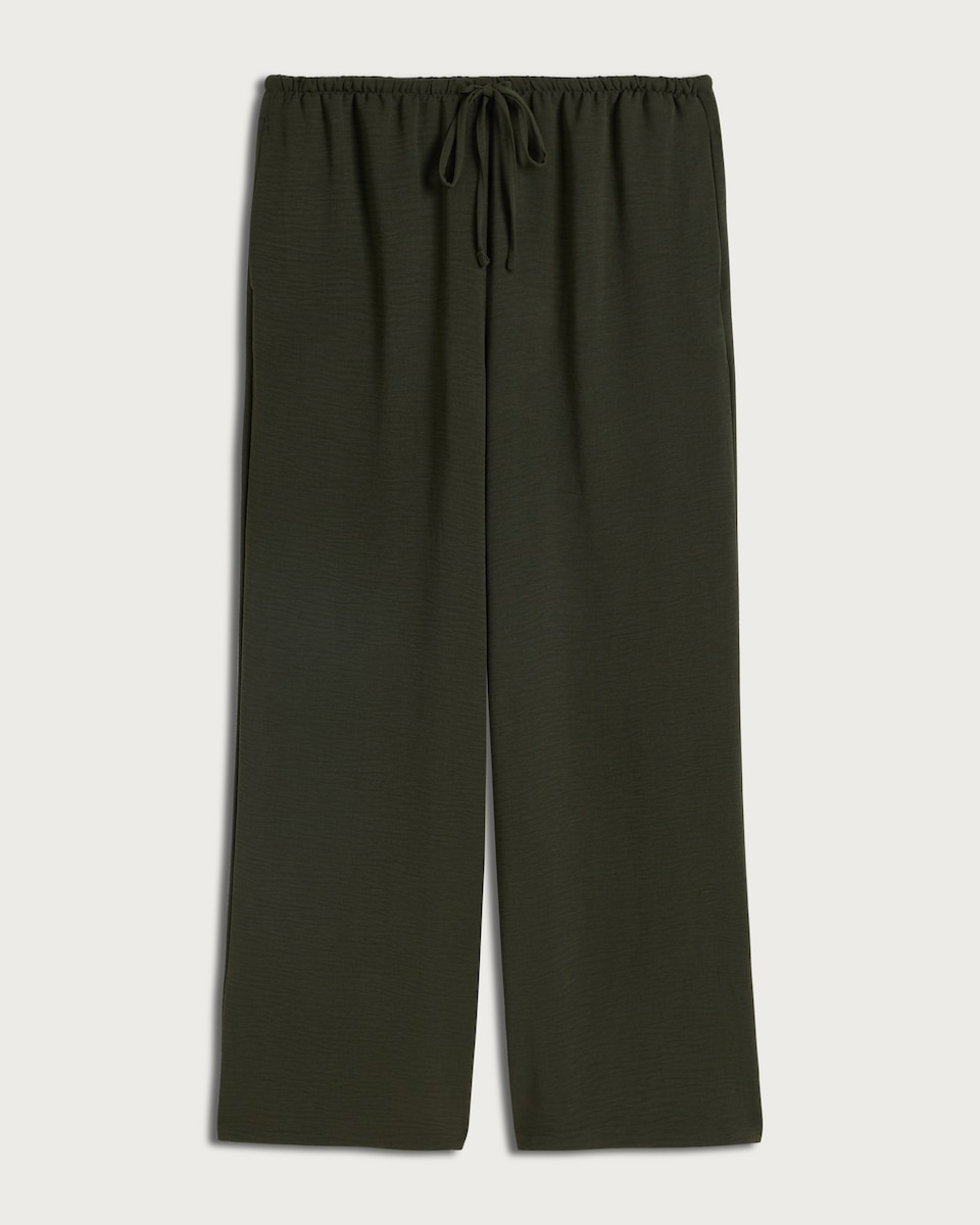 image 1 of F&F Wide Leg Drawstring Co-ord Trousers in Khaki