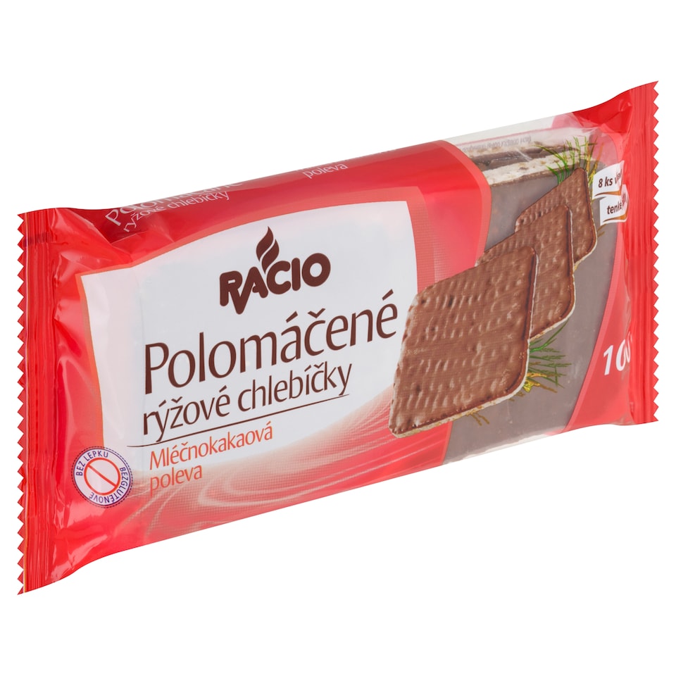 Obrázek 1 pro produkt Racio Polomáčené rýžové chlebíčky mléčnokakaová poleva 8 ks 100g