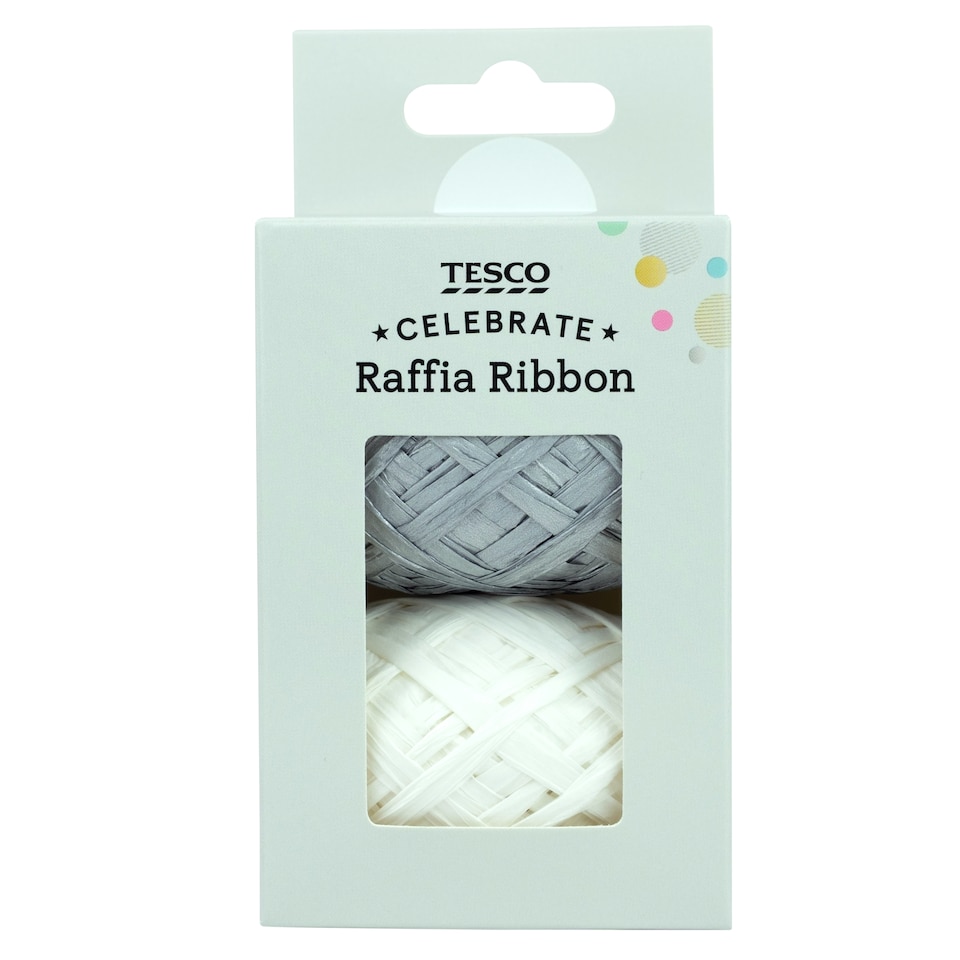 Tesco Silver and White Raffia 2pk