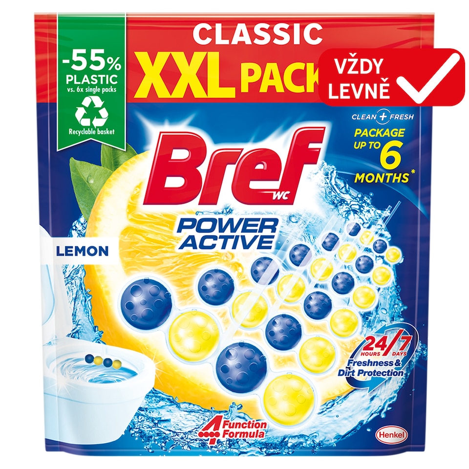 Bref Power Active Lemon Solid Toilet Block 6 x 50g (300g)