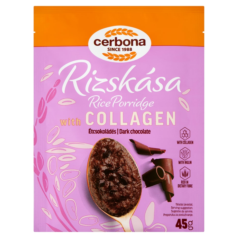 Cerbona étcsokoládés rizskása kollagénnel és inulinnal 45 g