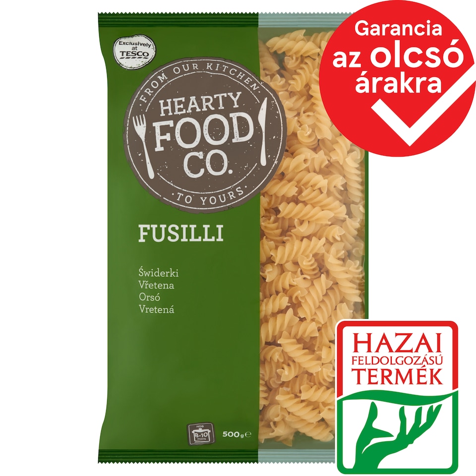 Hearty Food Co. Fusilli tojás nélküli orsó száraztészta 500 g