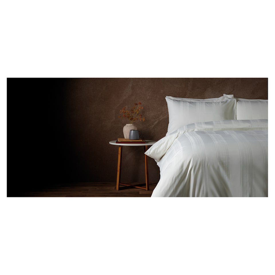 F&F Home Hotel White Sateen Stripe Duvet Set Super King