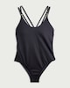 image 4 of F&F Strappy Beaded Scoop Neck Swimsuit in Black