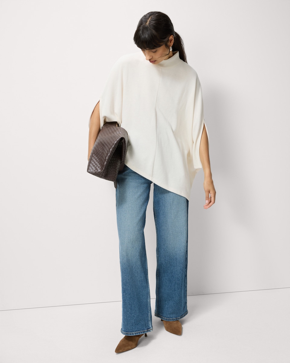 image 1 of F&F High Neck Cape Top in Cream
