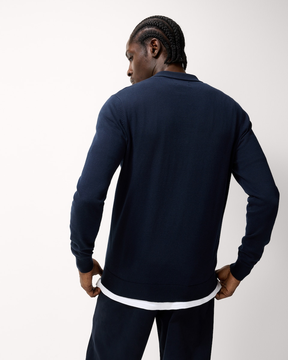 image 1 of F&F Pure Cotton Polo Knit Jumper in Navy