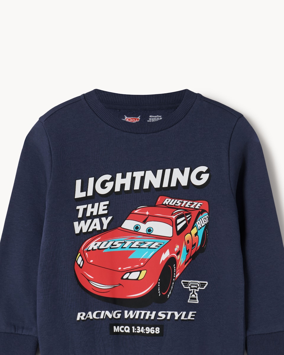 image 1 of Disney Lightning McQueen Cotton Rich Sweatshirt in Navy