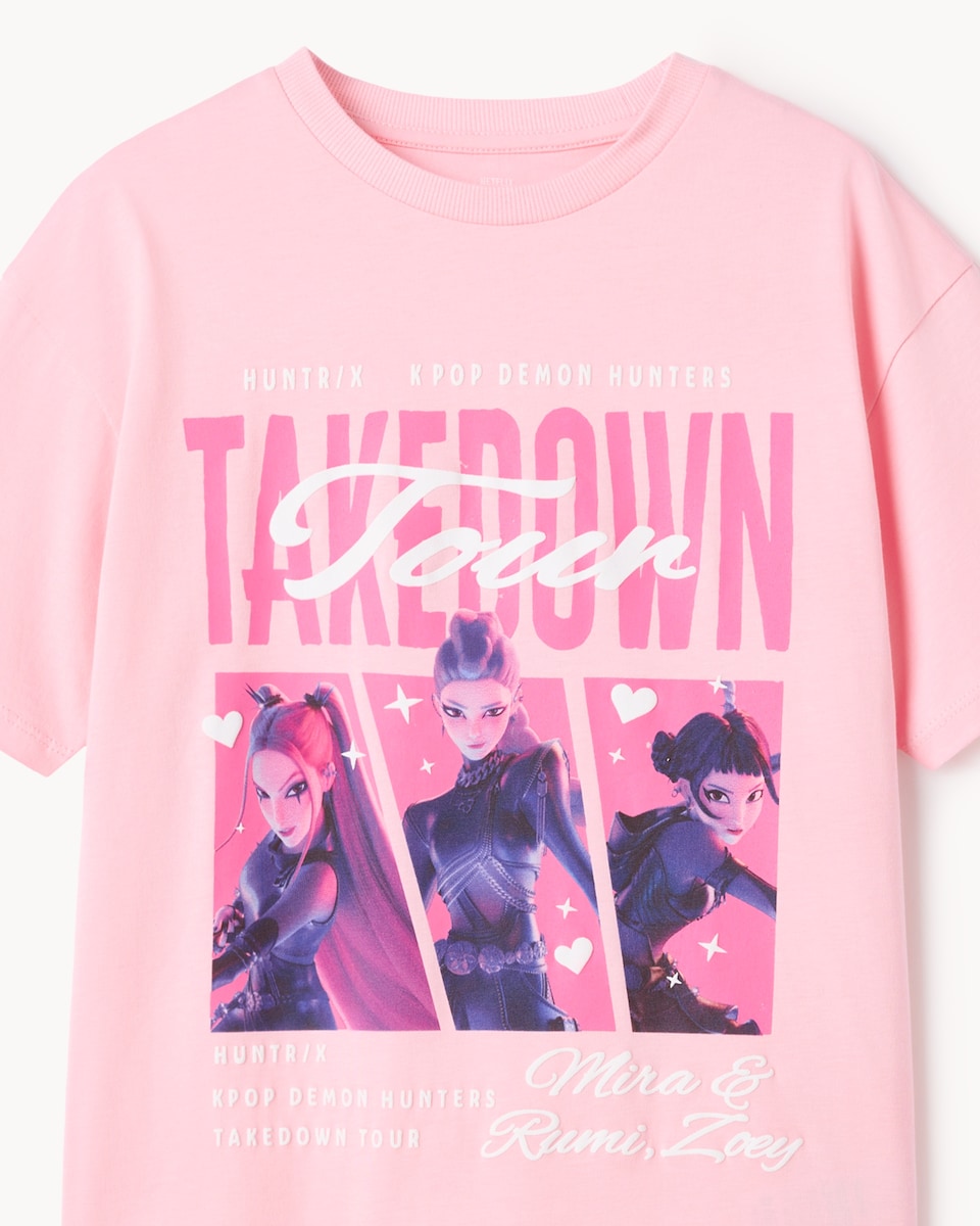 image 1 of K-Pop Demon Hunters Pure Cotton T-Shirt in Pink