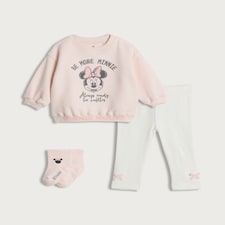 Disney Minnie Mouse 3-Piece Cotton Rich Sweatshirt, Leggings and Socks Set in Pink