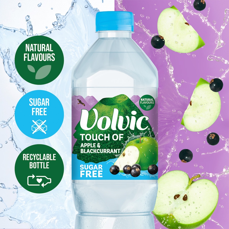 image 1 of Volvic Touch of Fruit Apple & Blackcurrant Sugar Free Still Flavoured Water 1.5L