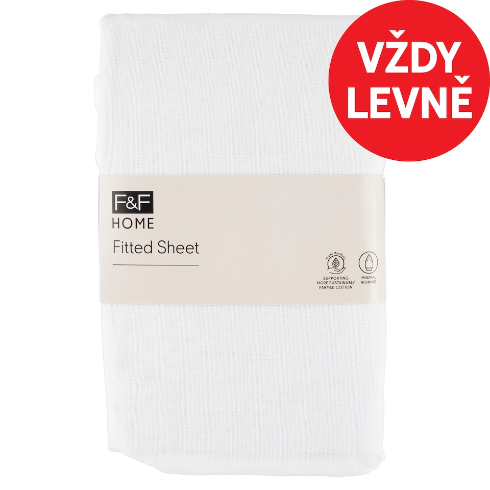 F&F Home White napínací prostěradlo 100 x 200 x 25 cm