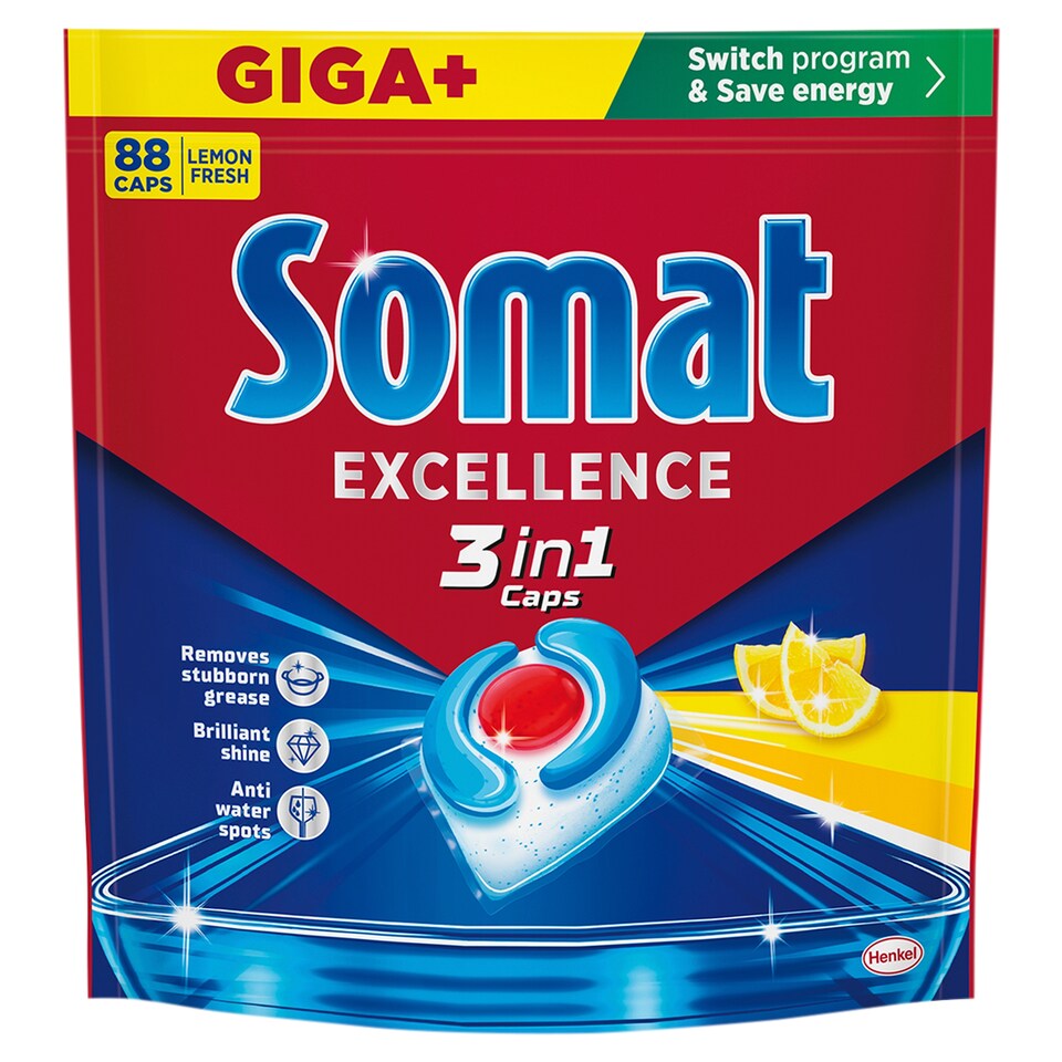 Somat Excellence 3in1 Lemon Fresh kapsle do automatické myčky nádobí 88 ks 1592,8g