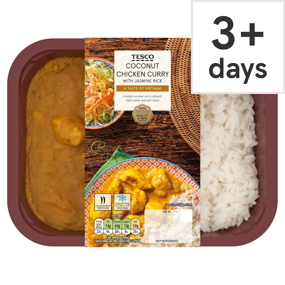 Tesco Coconut Chicken Curry & Jasmine Rice 400G