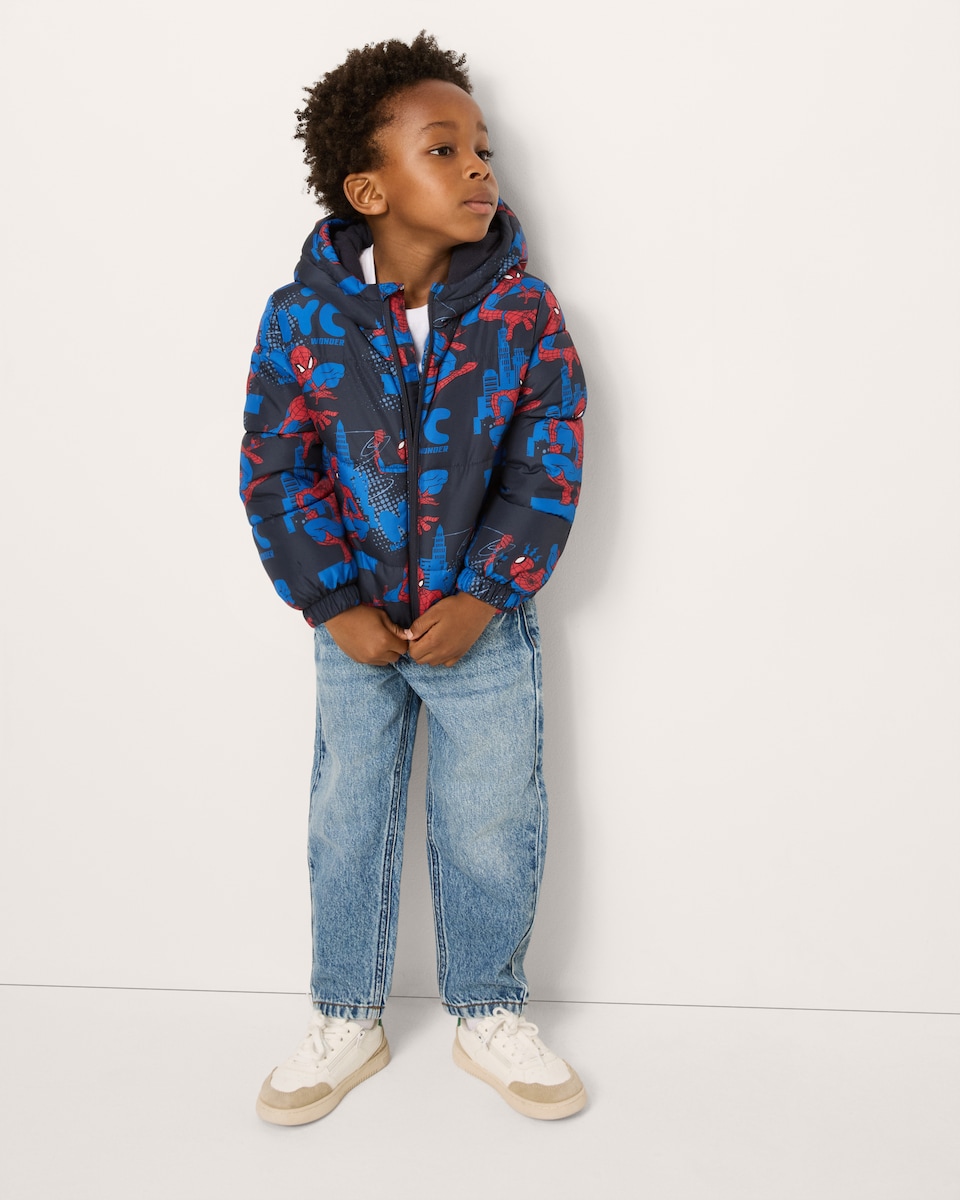 image 1 of Marvel Spider-Man Puffer Jacket in Navy