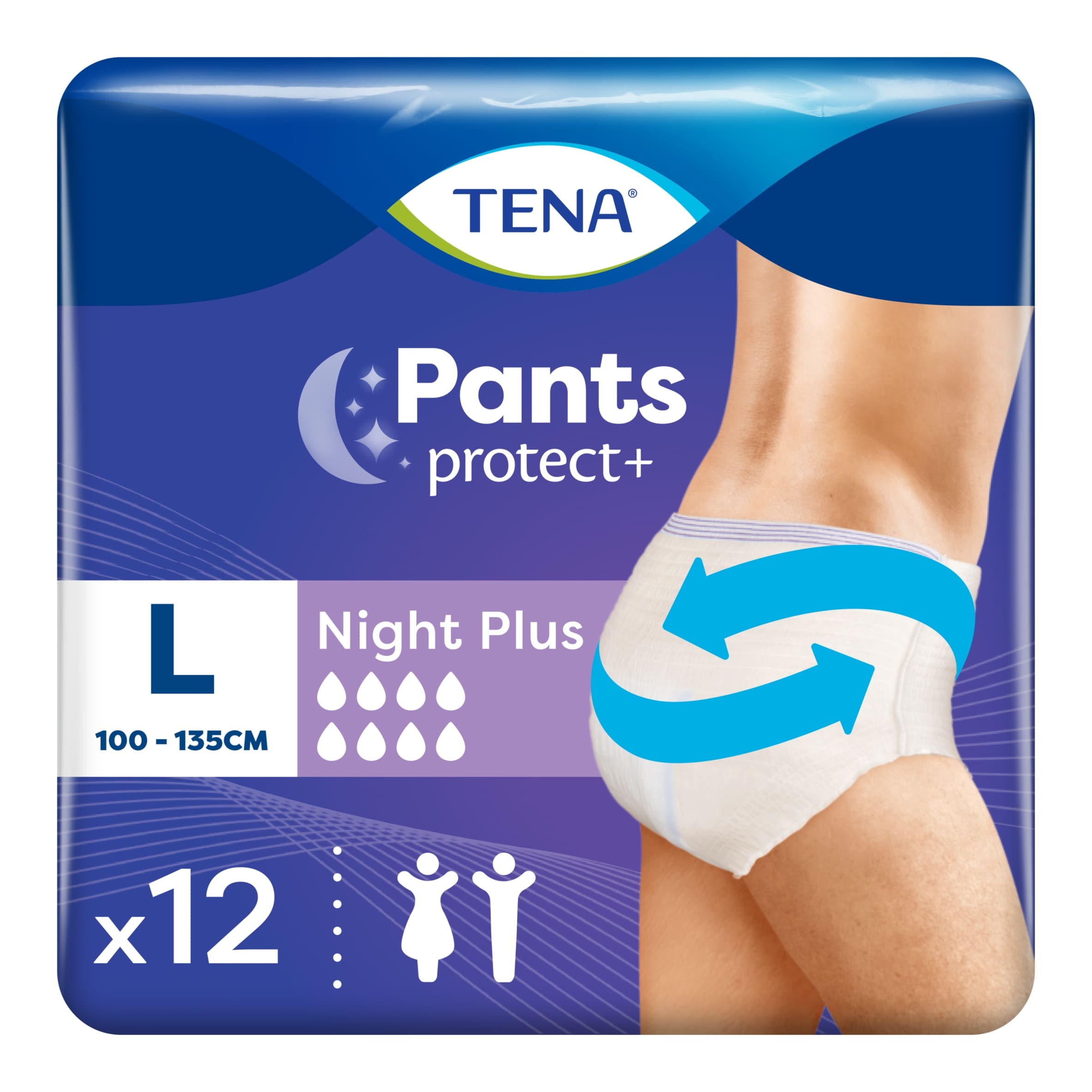 TENA Incontinence Pants Night Plus Size Large 12 pack