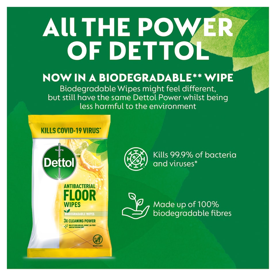 image 1 of Dettol Antibacterial Extra Large Floor Wipes 25 Pack