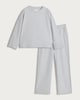 image 4 of F&F Waffle Textured Sweatshirt and Wide Leg Trousers Lounge Set in Grey
