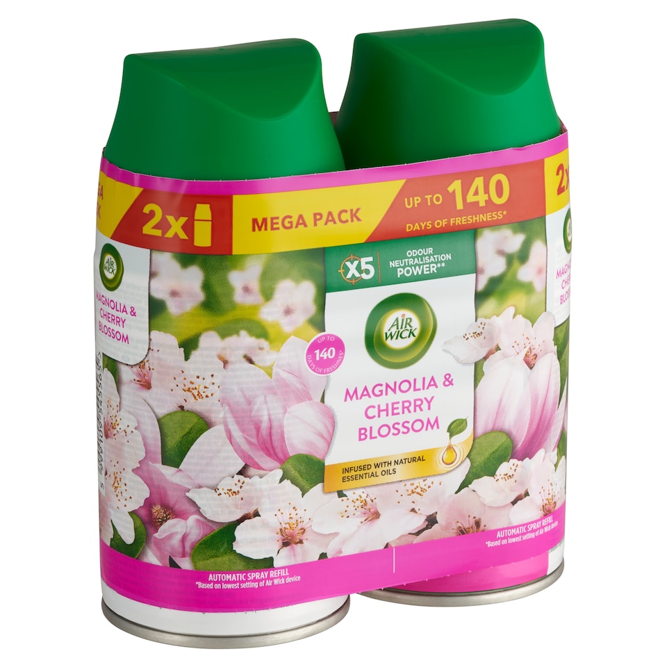 Air Wick Freshmatic Magnólia és Cseresznyevirág automata légfrissítő spray utántöltő 2 x 250 ml