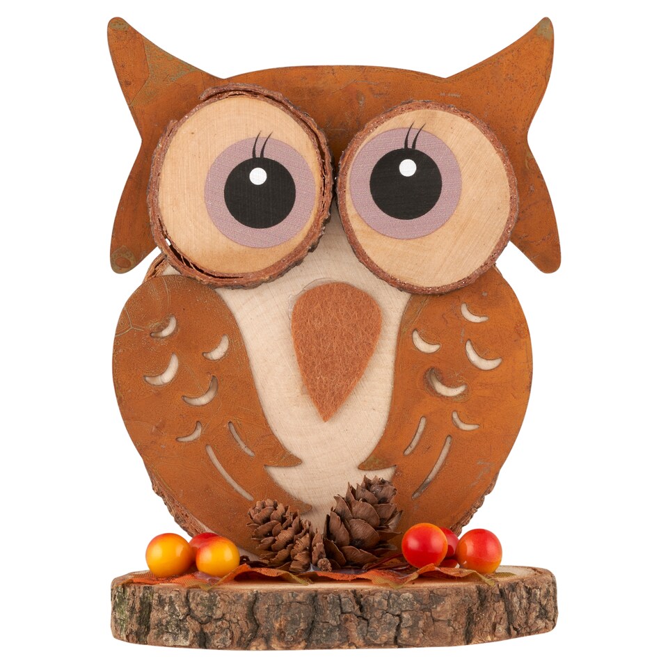 Autumn Wooden Decoration Owl 10 x 9 x 15 cm