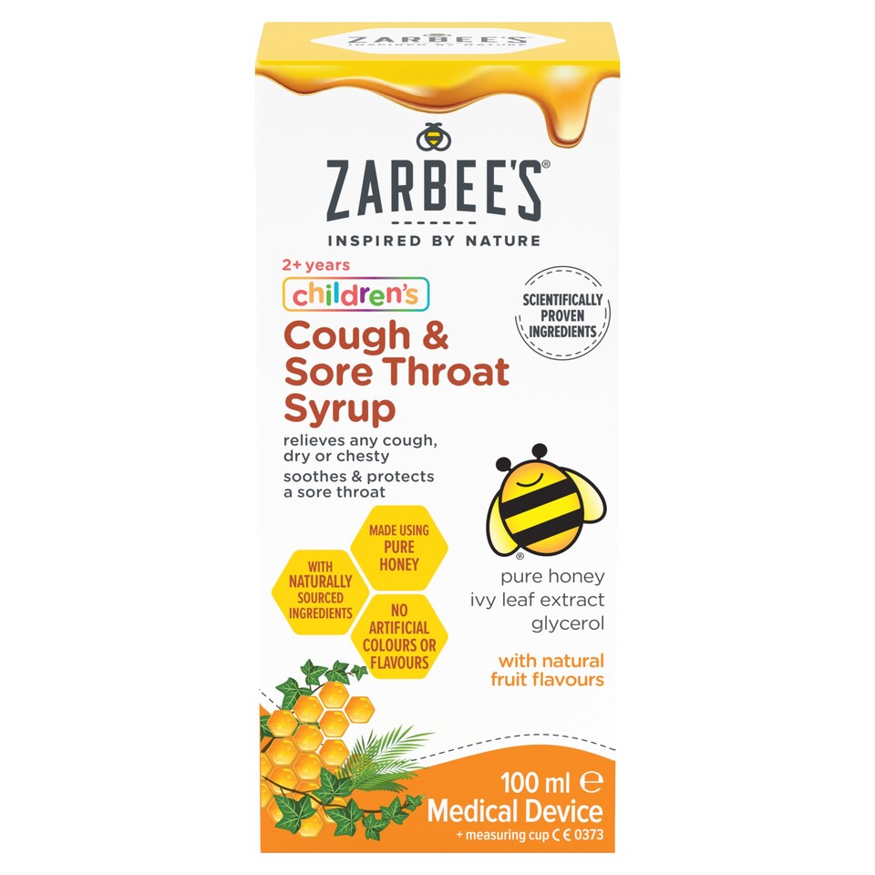 Zarbee's 2+ Years Sore Throat & Cough Syrup 100Ml Tesco Groceries