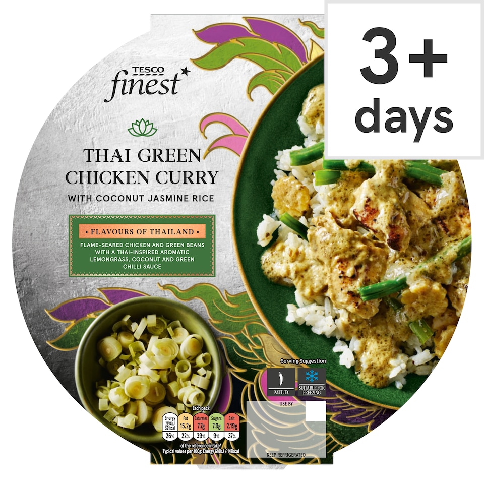 image 1 of Tesco Finest Thai Green Chicken Curry Coconut Jasmine Rice 400g