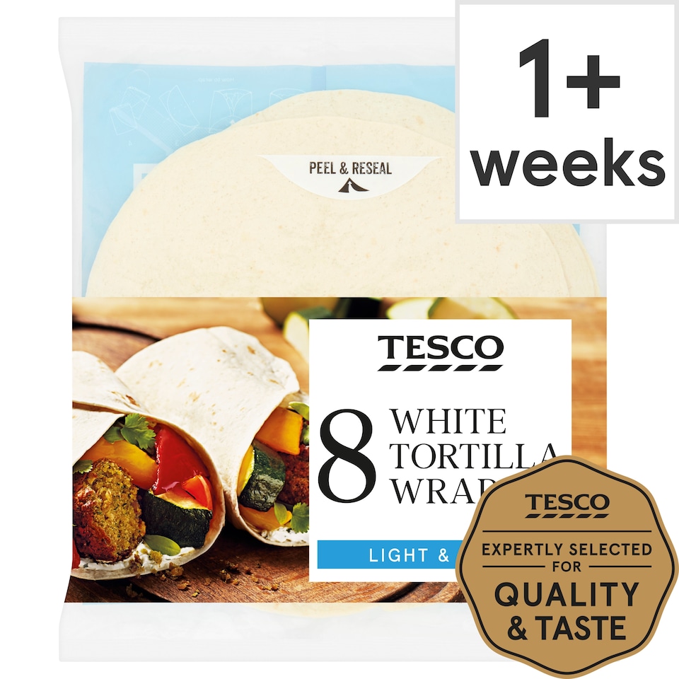 Tesco Plain White Tortilla Wraps 8 Pack