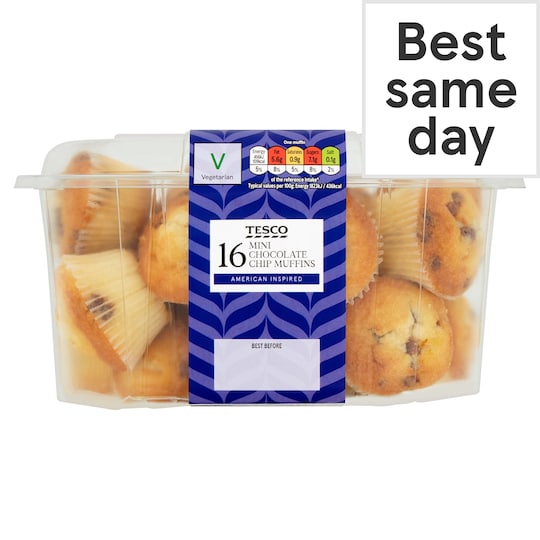 Tesco Chocolate Chip Mini Muffins 16 Pack Tesco Groceries