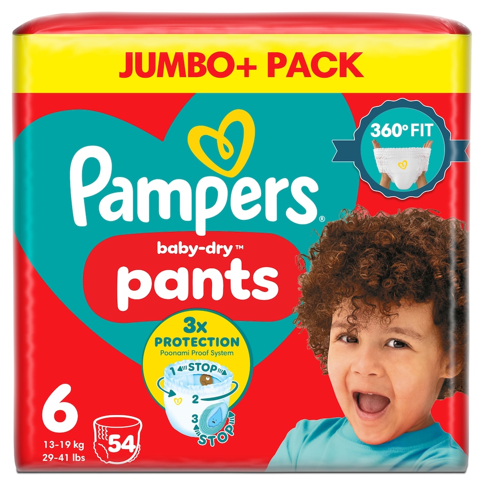 image 1 of Pampers Baby Dry Nappy Pants Size 6 Jumbo+ 54 Pack