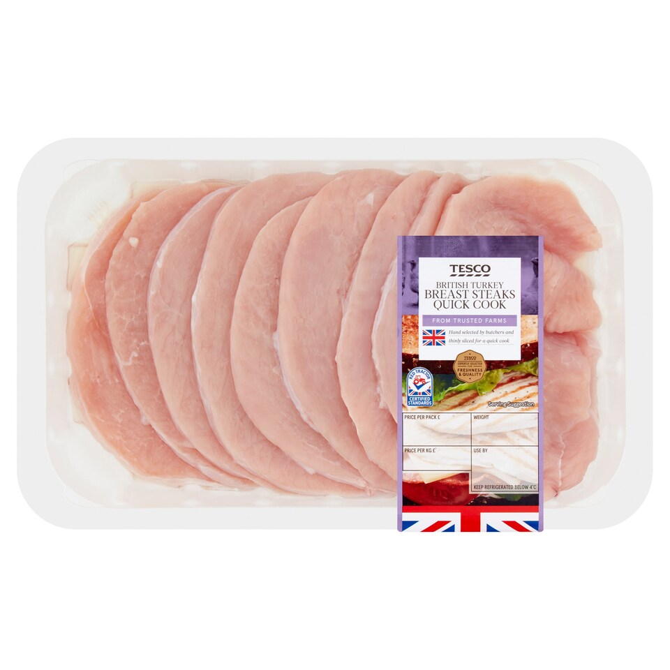 Tesco British Turkey Breast Quick Cook Steaks 900G Tesco Groceries