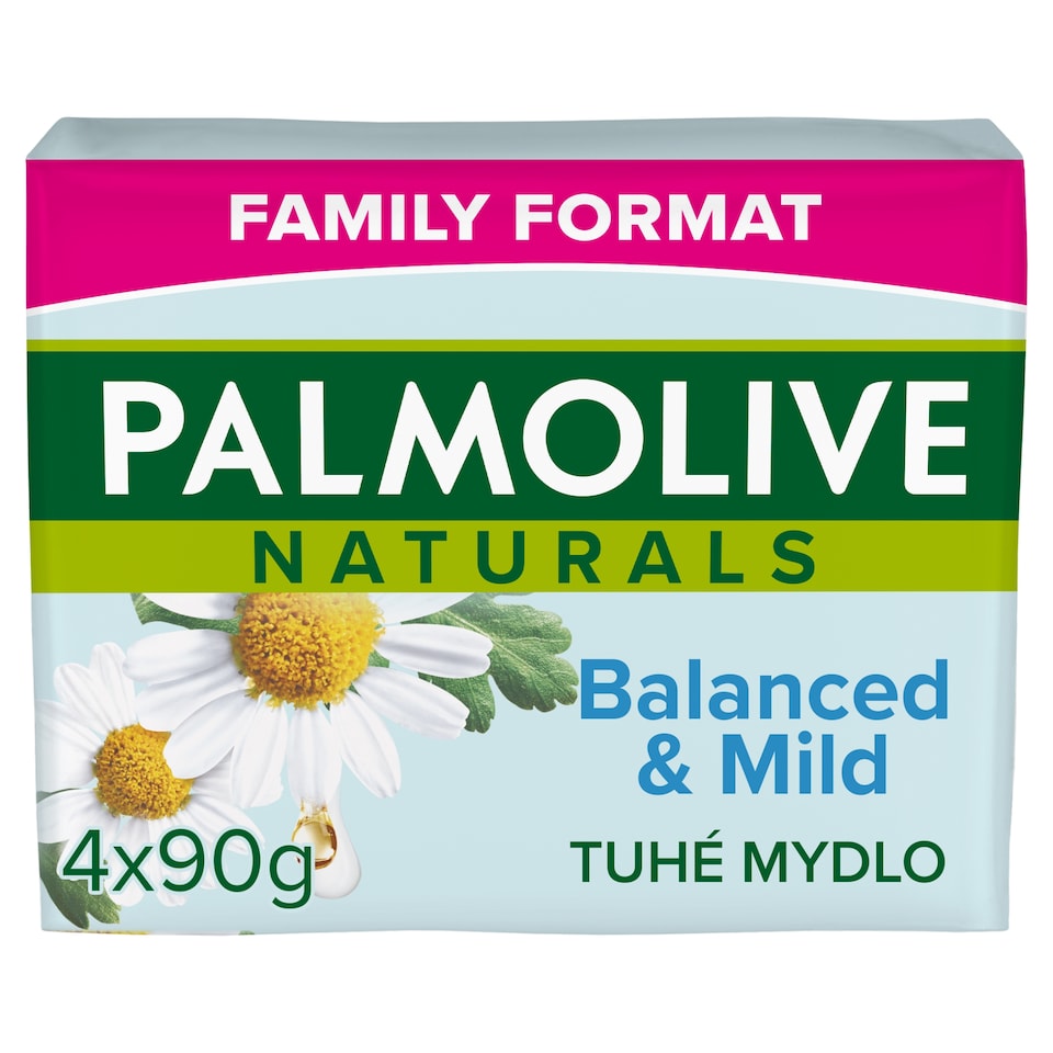 obrázok 1 z Palmolive Naturals tuhé mydlo s výťažkami harmančeka 4x90 g - family pack