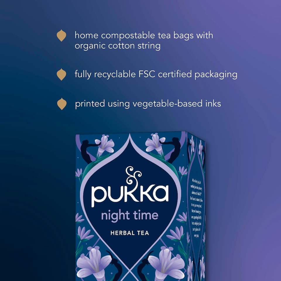 image 1 of Pukka Organic Night Time Herbal Tea With Chamomile 40 Sleep Tea Bags 40g