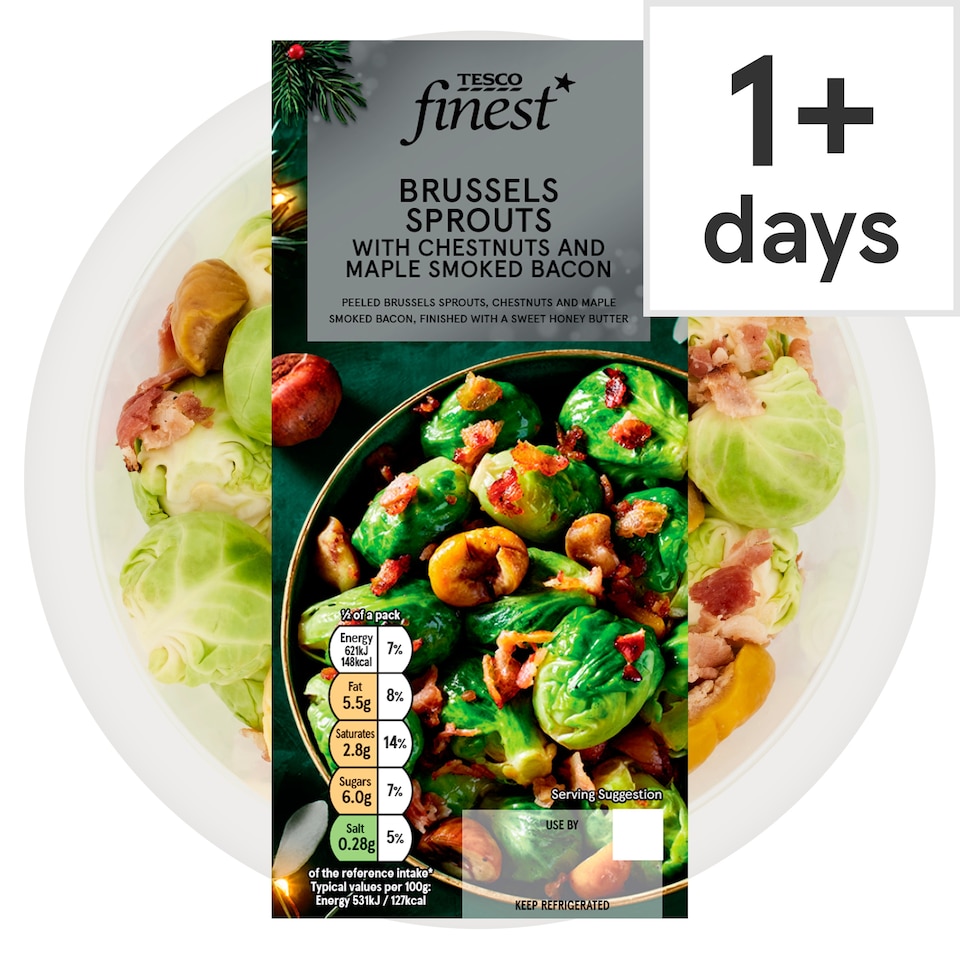 Tesco Finest Brussels Sprouts , Chestnut Smoked Bacon 260G