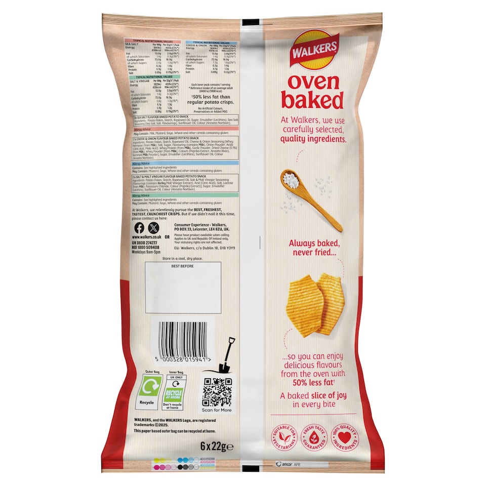 image 1 of Walkers Baked Variety Multipack Crisps 6x22g