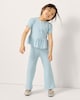 image 1 of F&F Girls 2-Piece Cotton Rich Textured Top and Trousers Set in Blue