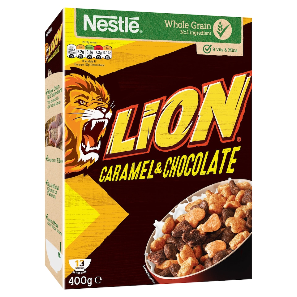 image 1 of Nestle Lion Caramel & Chocolate Wholegrain Cereal 400g
