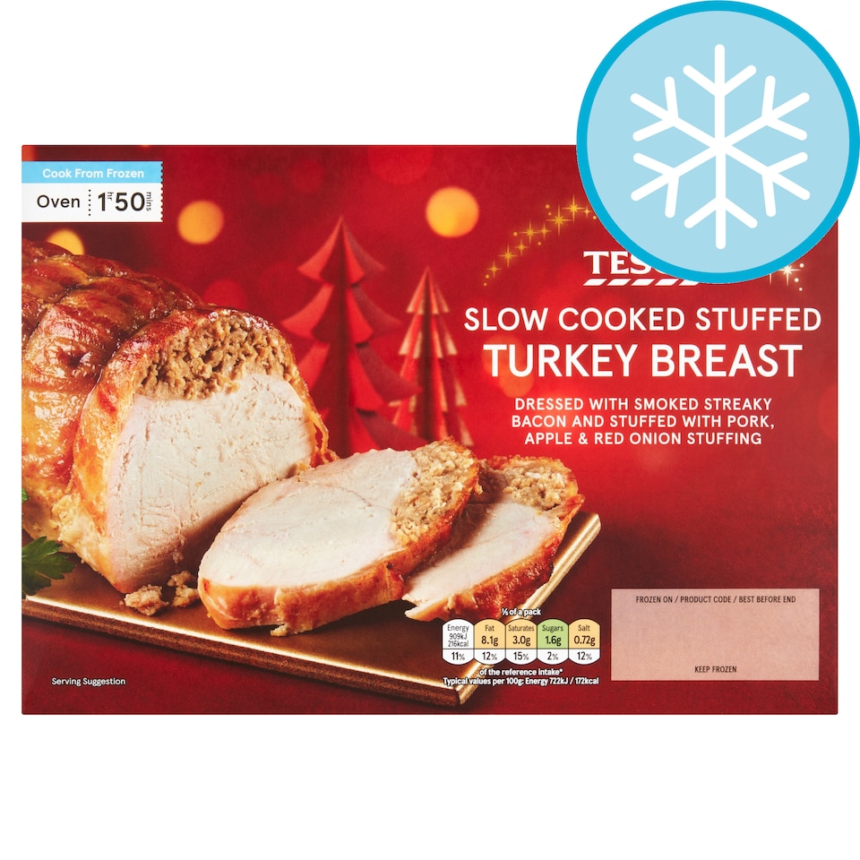 Tesco Slow Cooked Buttermilk Turkey Breast Joint with Smoked Streaky Bacon and Stuffing 900g