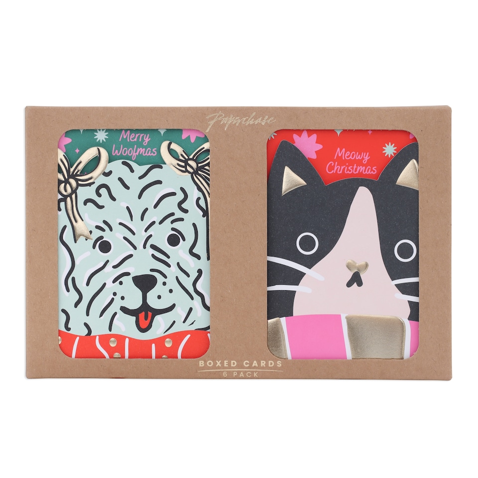 image 1 of Paperchase Cats Christmas Cards 6 Pack