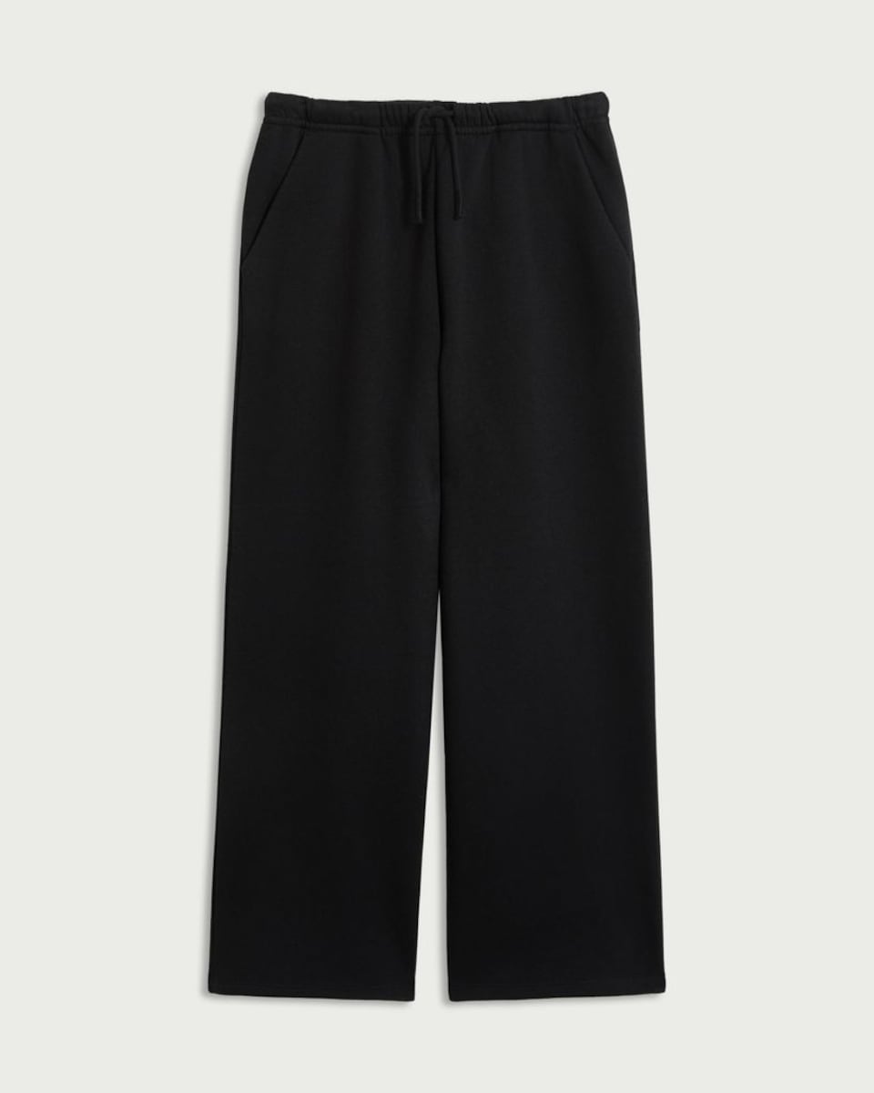 image 1 of F&F Girls Cotton Rich Wide Leg Joggers in Black