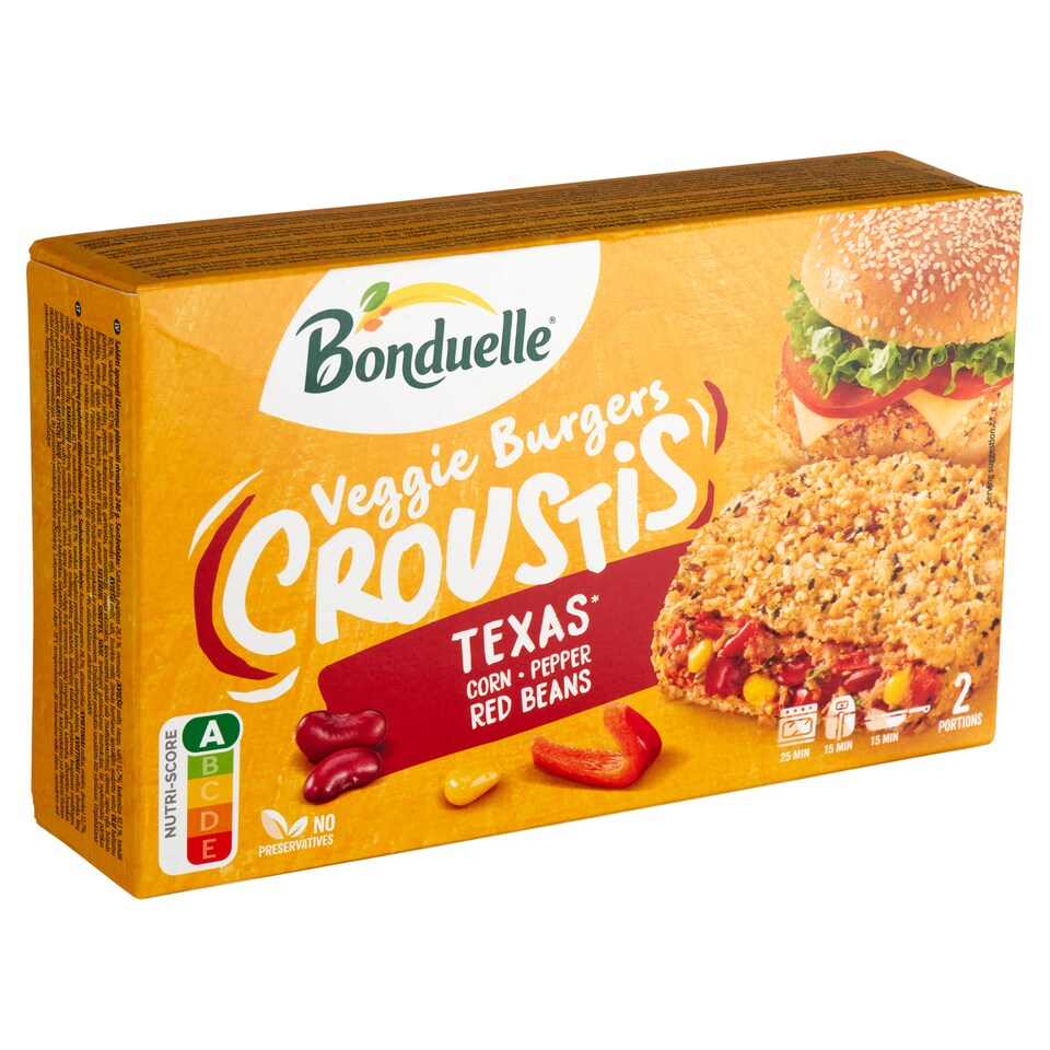 Bonduelle Veggie Burgers Croustis gyorsfagyasztott panírozott és elősütött zöldségkorong 2 db 240 g