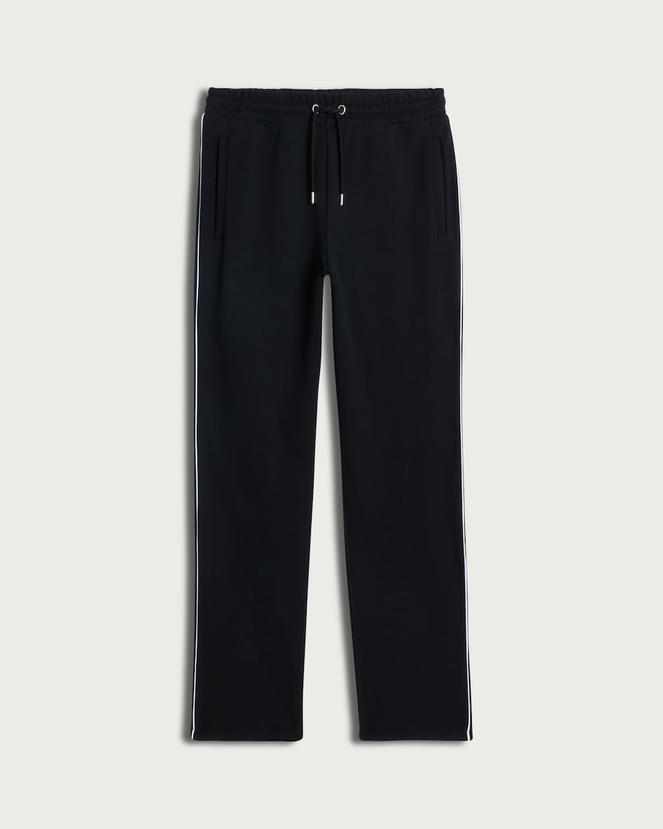 image 1 of F&F Contrast Side Stripe Drawstring Joggers in Black