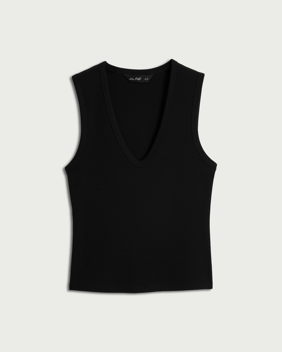 image 1 of F&F V-Neck Vest in Black