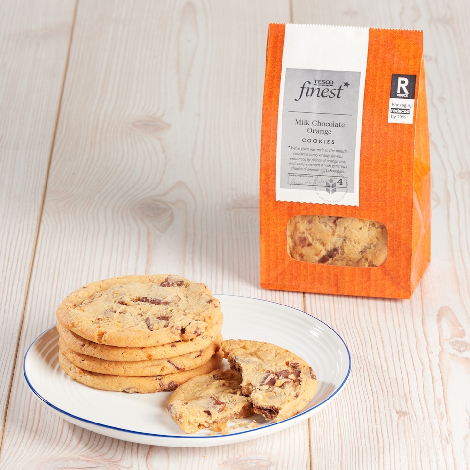 image 1 of Tesco Finest Milk Chocolate Orange Cookies 4 Pack