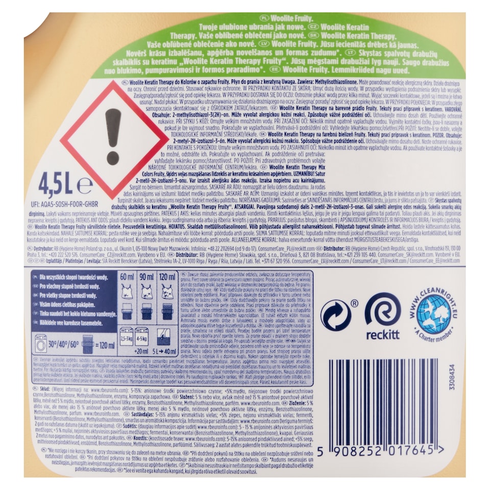 Obrázek 1 pro produkt Woolite Keratin Therapy Fruity tekutý prací přípravek s keratinem 75 praní 4,5l