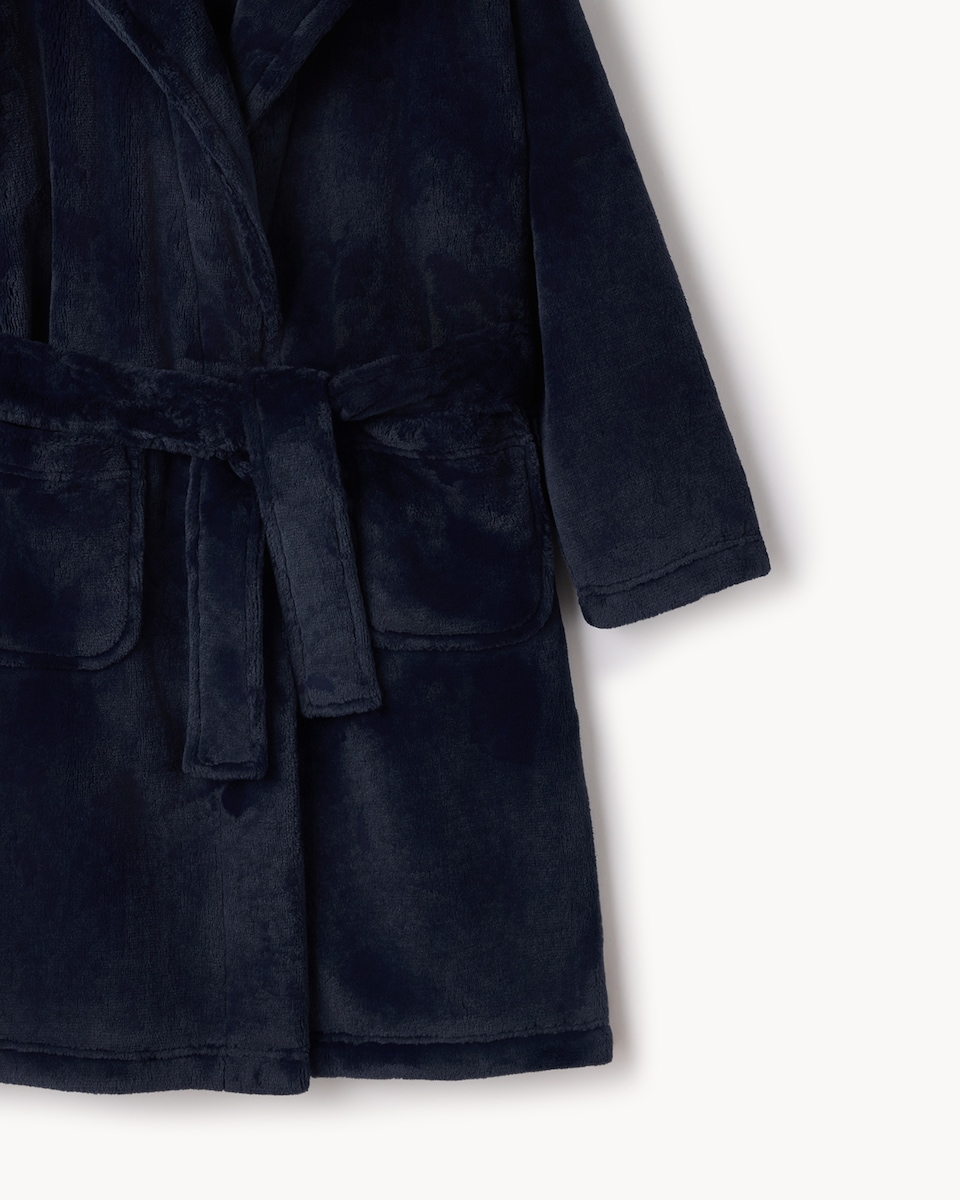 image 1 of F&F Boys Fleece Hooded Dressing Gown in Navy