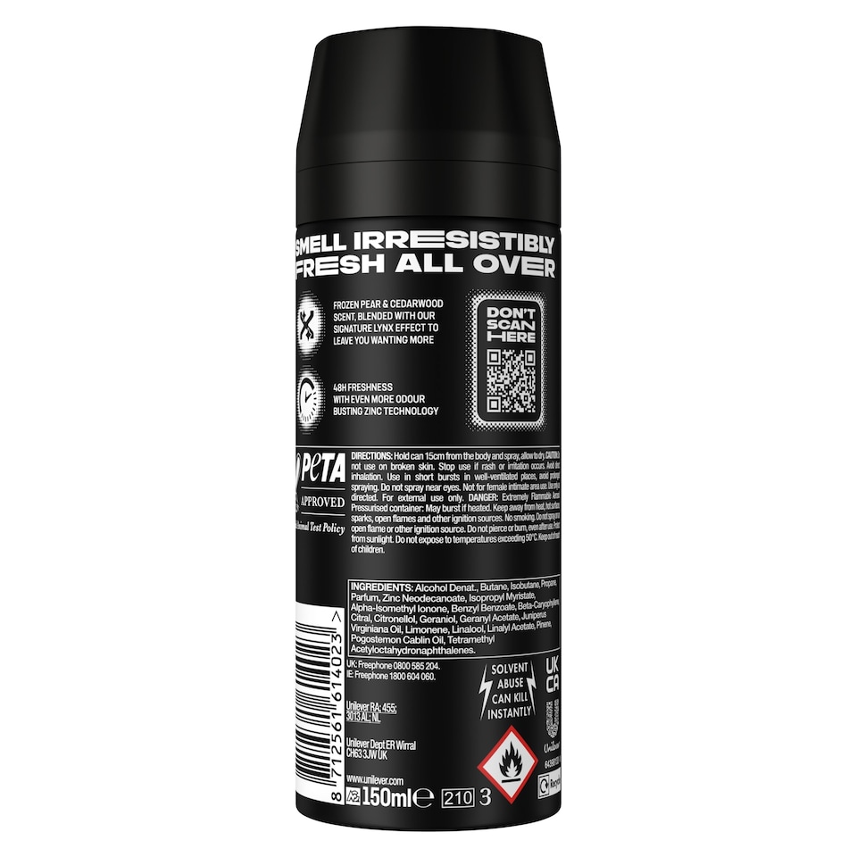 image 1 of Lynx Black 48h Deodorant Bodyspray for Men 150ml