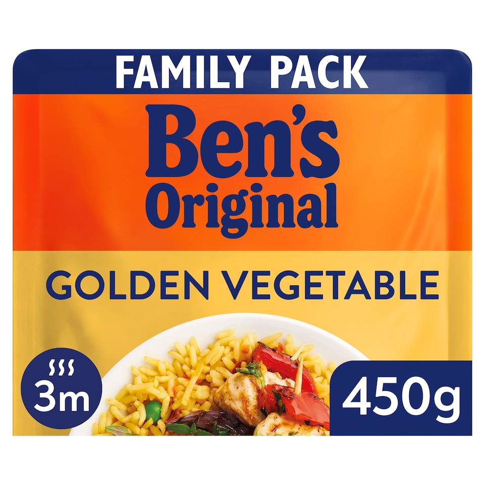 image 1 of Bens Original Golden Vegetable Microwave Rice Family Pack 450g