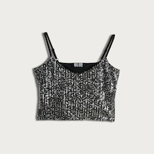 OH ME OH MY Sequin Embellished Cami Top in Black
