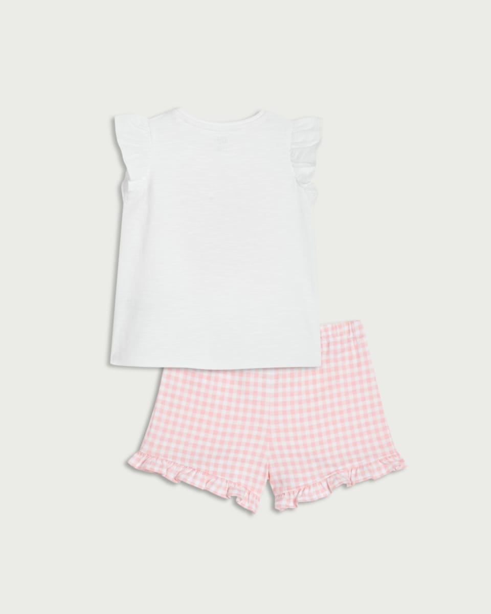 image 1 of F&F Baby 2-Piece Pure Cotton I Love My Daddy Top and Shorts Set in White